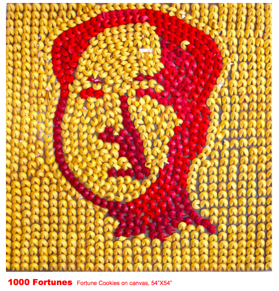 Mao Zedong portrait made out of fortune cookies